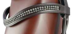 Rolled Dressage Bridle With Swarovski Bling Browband - Mal Byrne Performance Saddlery
