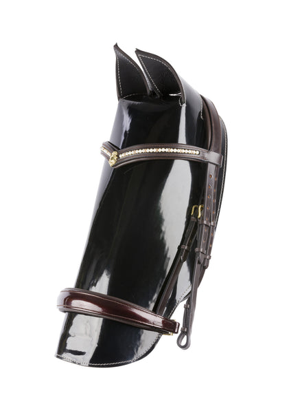 Dressage Bridle With Patent Leather tapered Noseband